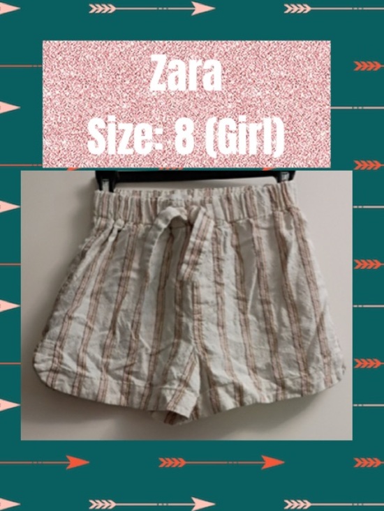 Zara Other - Zara Drawstring Stripe Shorts - Cream with Tan Stripes